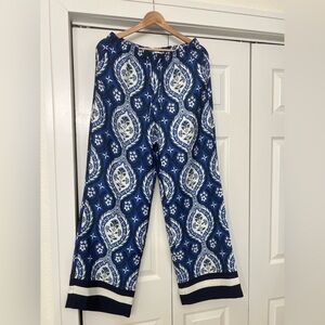 H&M Blue and White Printed Wide-Leg Pants